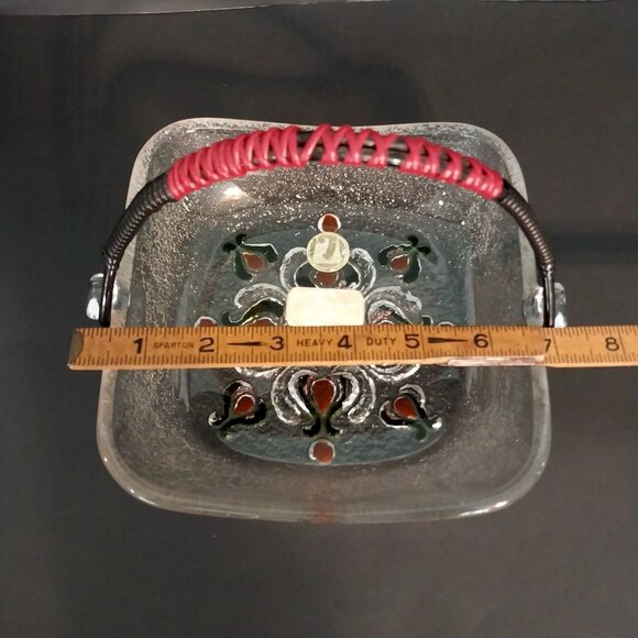 Walther Glass Crystal Dish With Handle Bowl Basket West Germany Vintage - Picture 6 of 6